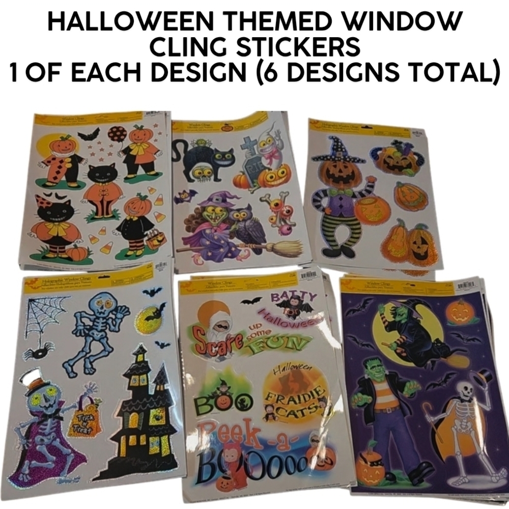 🫟3/$12🫟 Set Of 6 Halloween Themed Window Cling Stickers